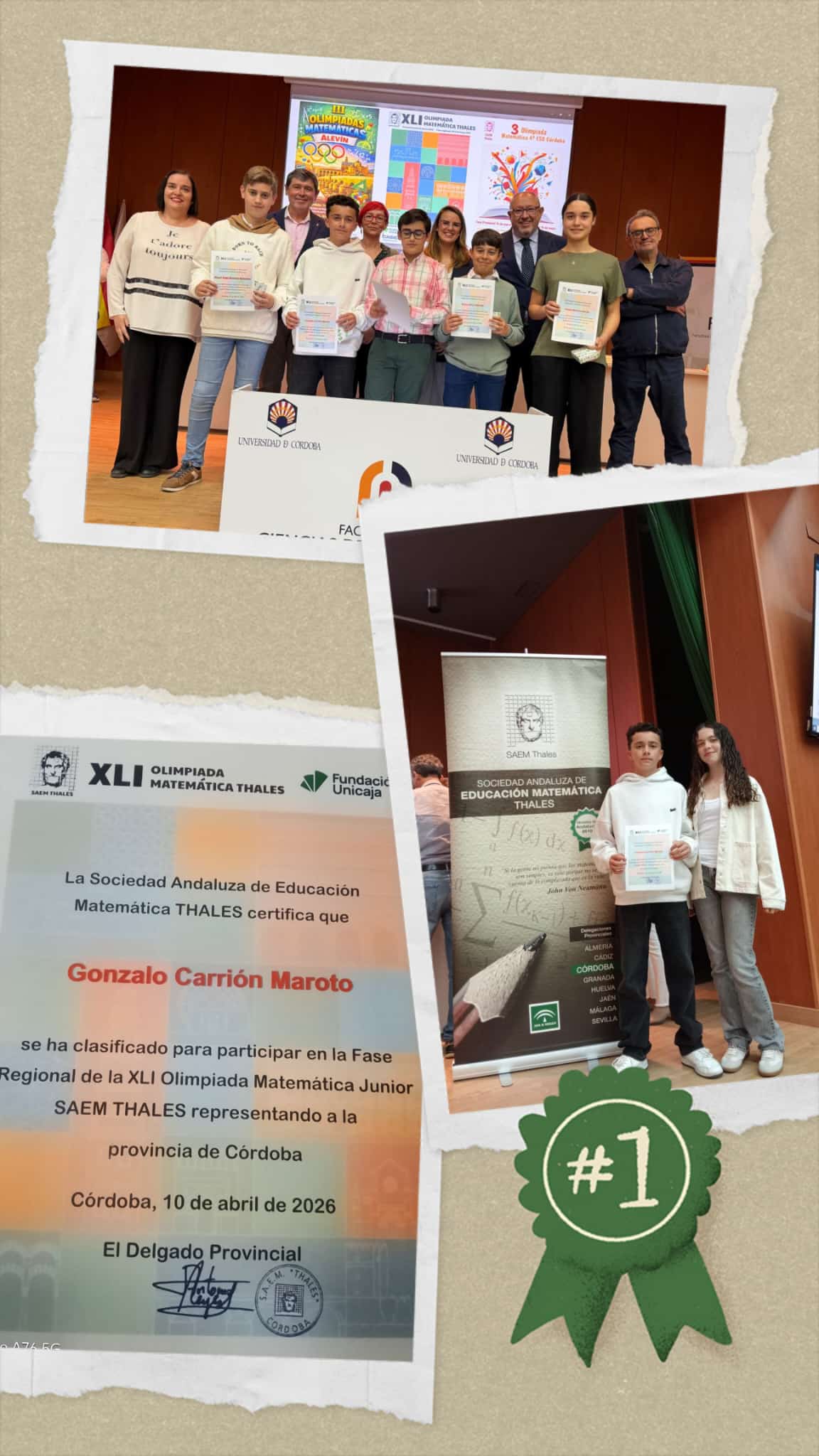 Nuestro alumno Gonzalo Carrión, seleccionado para la Fase Regional de la XLI Olimpiada Matemática Thales